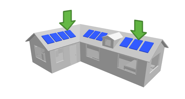 L-shaped house with dormer and two Gateways