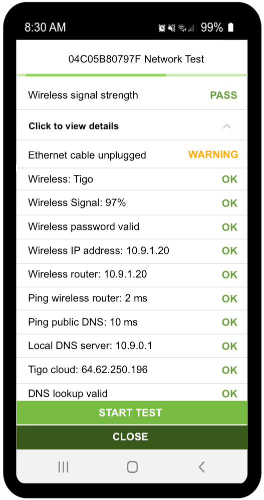 Network Test CCA Verify and Troubleshoot Connection Tigo